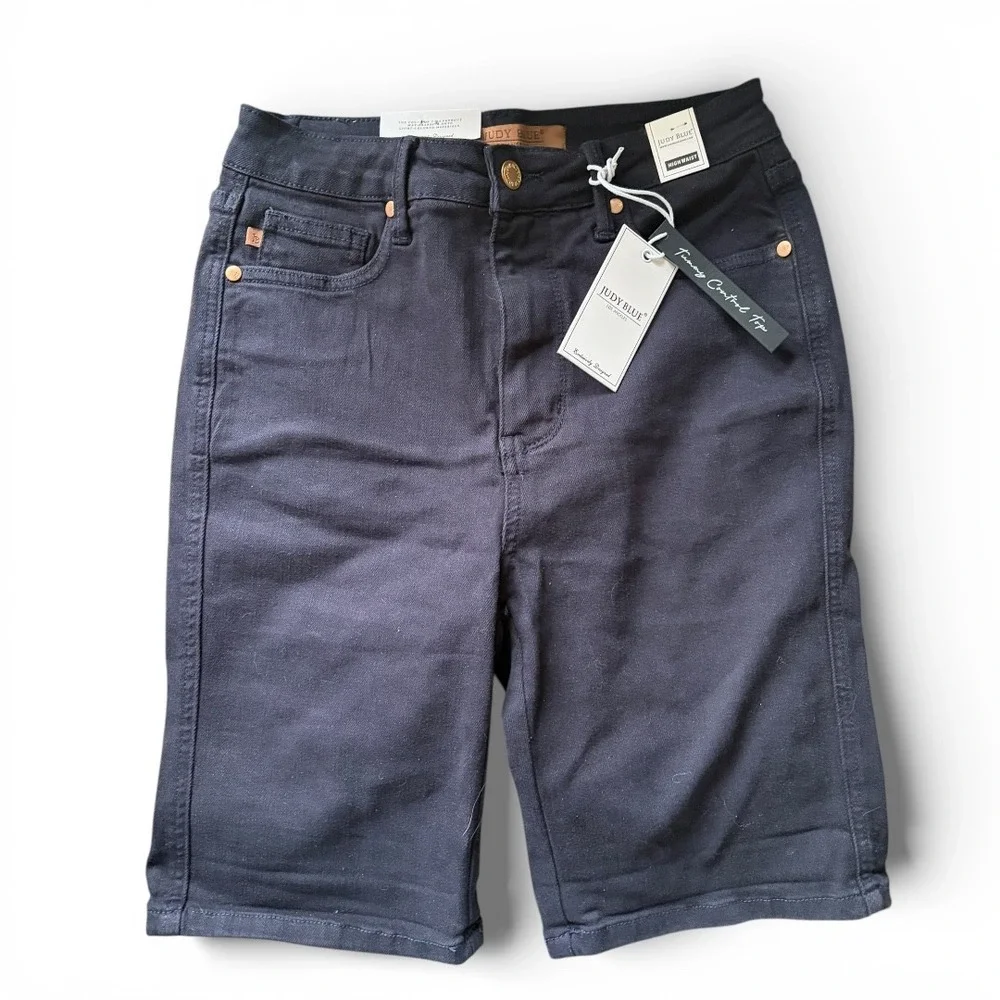 NWT Judy Blue Denim Shorts Navy Tummy Control High Waist JB150270 C-CO‎ M